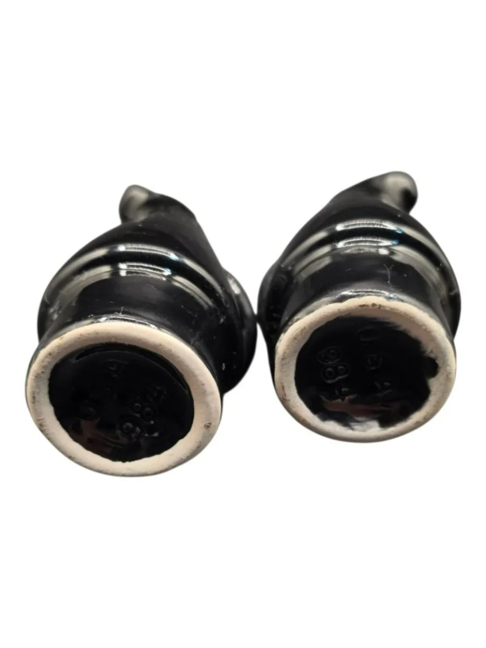 Vintage USA Shawnee Pottery #984 Oil And Vinegar Cruet Set Black White 5